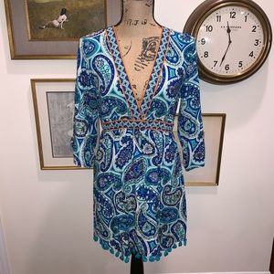 Trina Turk Dress or Cover Up Size Sm Blue Paisley